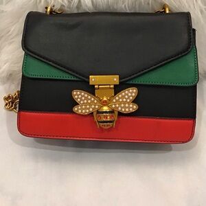 Black, Green, and Red Designer Crossbody Bag